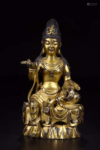 GILT BRONZE GUANYIN ORNAMENT