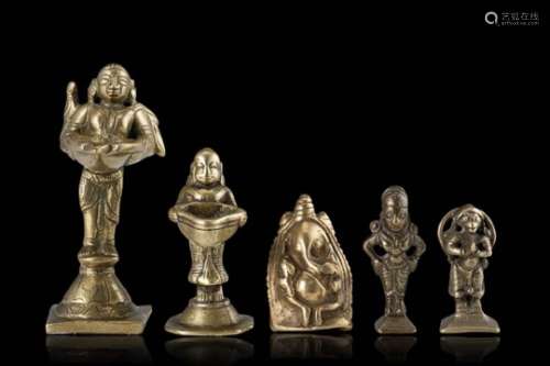Indian ManufactureFive bronze sculptures(h. max 10 cm.)ITManifattura IndianaCinque sculture in