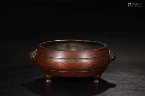 BRONZE DOUBLE EAR TRIPOD CENSER