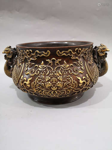 PURPLE BRONZE GILDED ROUND CENSER