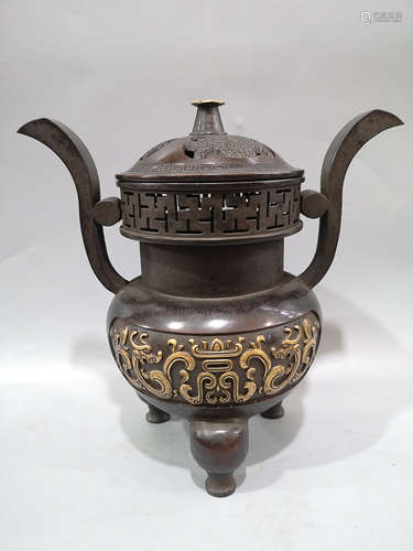 PURPLE BRONZE TRIPOD CENSER