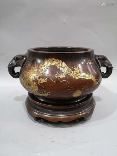 PURPLE BRONZE ELEPHANT EAR CENSER