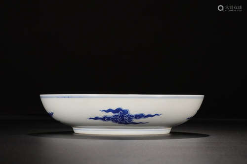 QIANLONG MARK BLUE WHITE PLATE