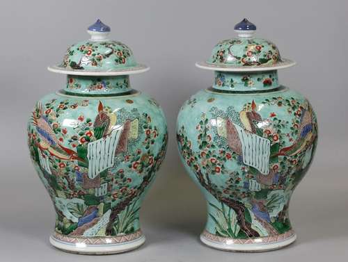 pair of Chinese porcelain cover jars, possibly 19th c.