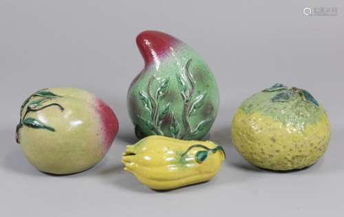 group of 4 Chinese porcelain fruits, possibly 19th c.