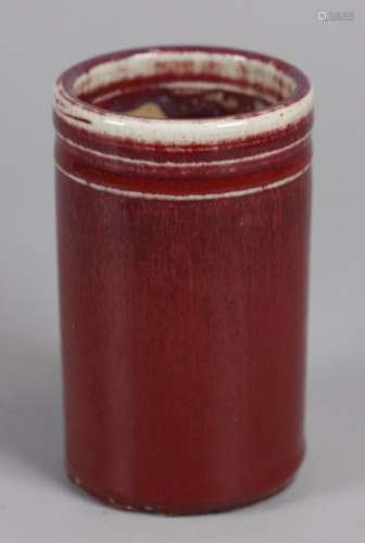 Chinese oxblood porcelain brush pot, possibly 19th c.