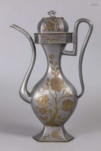 Chinese pewter ewer, possibly 19th c.