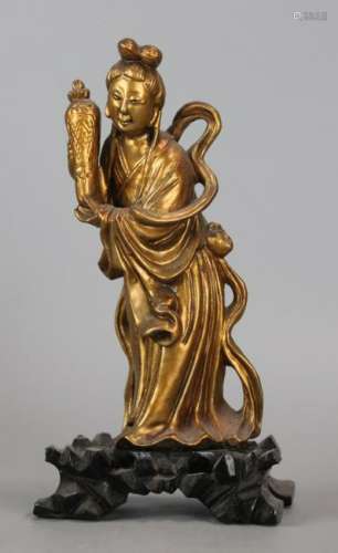 Chinese wood carving of a female immortal