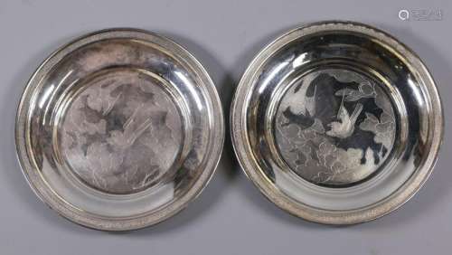 pair of Chinese silver dishes, possibly 19th c.