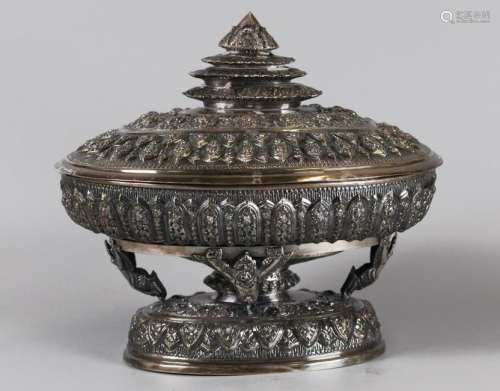 Asian silver soup tureen, possibly 19th c.
