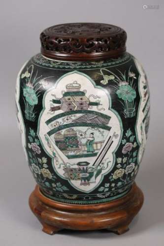 Chinese porcelain cover jar, possibly 18th/19th c.
