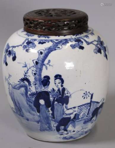 Chinese porcelain cover jar, possibly 19th c.