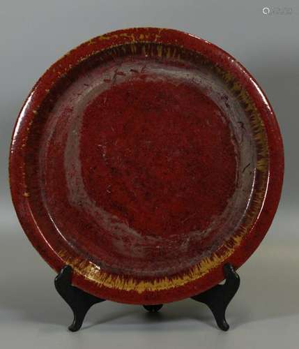 large Chinese oxblood plate, possibly 19th c.