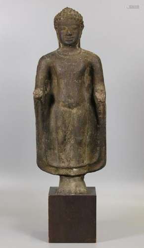 Asian stone Buddha sculpture, possibly 15th c.