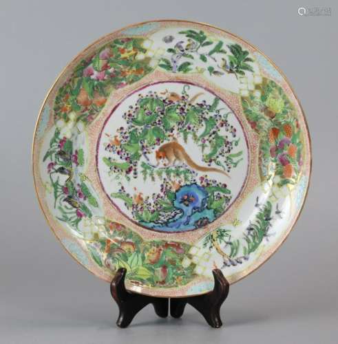 Chinese multicolor porcelain plate,  possibly 19th c.