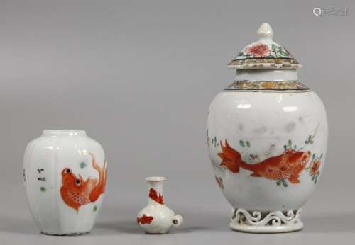3 Chinese porcelain wares, possibly 19th c.