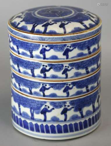 blue & white porcelain stacked box, possibly 19th c.