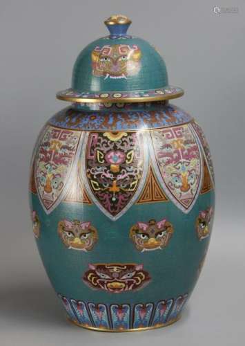 Chinese cloisonne cover jar