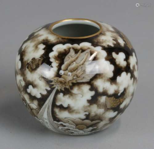 Chinese brown & black glazed porcelain jar