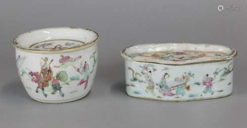2 Chinese porcelain cricket boxes, possibly 19th c.