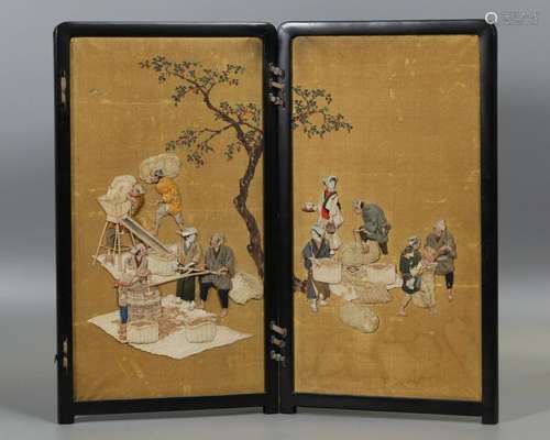 Japanese two panel screen, possibly 19th c.