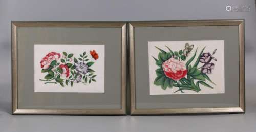 pair of Chinese pith paper paintings, possibly 19th c.