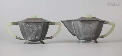 2 Chinese pewter table wares