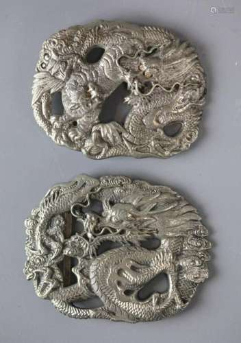 2 Chinese dragon form belt buckles