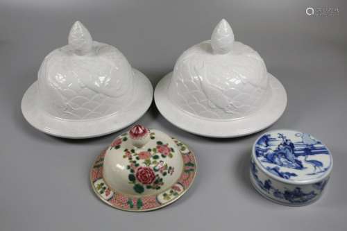 4 Chinese porcelain covers/lids