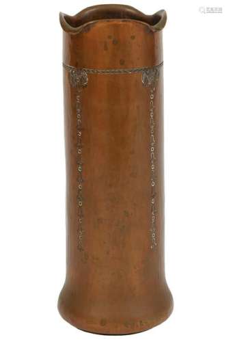 Roycroft Bellflower Copper Vase w/ Rippled Rim