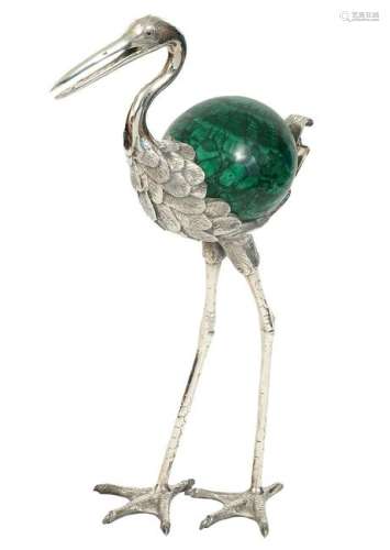 Anthony Redmile Silverplate & Malachite Heron