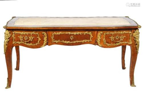 Louis XVI Style Kingwood 19th C Bureau Plat