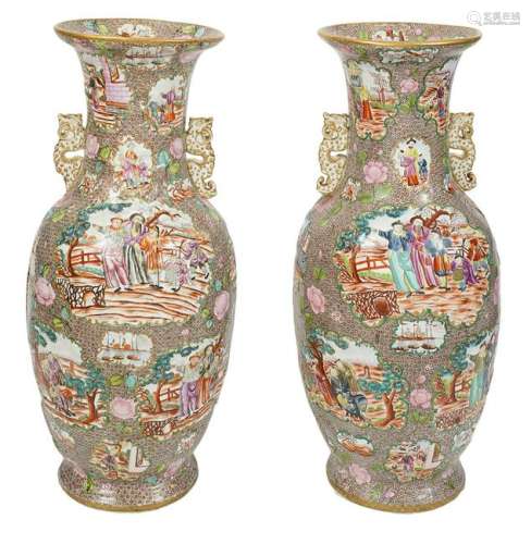 Pair Large Chinese Porcelain Urns