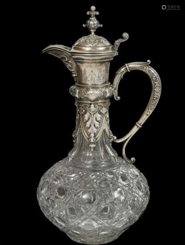 French/Russian Silver Mounted Crystal Claret Jug