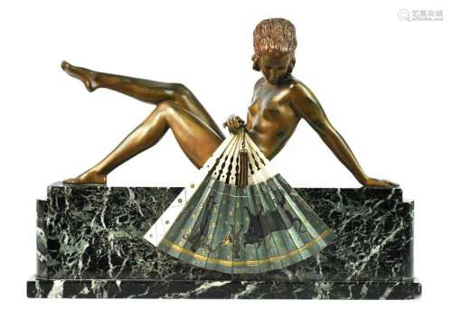 Andre Gilbert Art Deco Bronze Nude on Marble Base