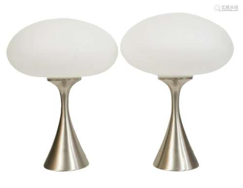 Pr. Laurel Contemporary Brushed Chrome Table Lamps