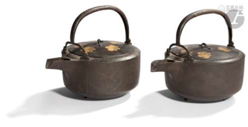 JAPON - Époque MEIJI (1868 - 1912) Deux théières en fonte de fer, dit 