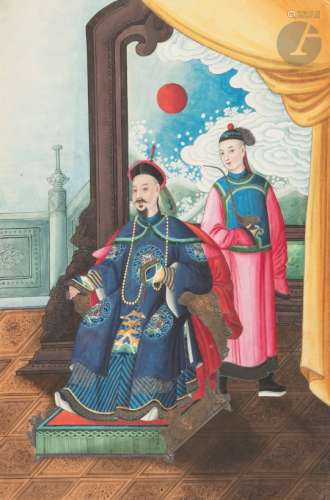 CHINE, Canton - Vers 1900 Album de dix peintures, encre et couleurs sur papier, représentant des