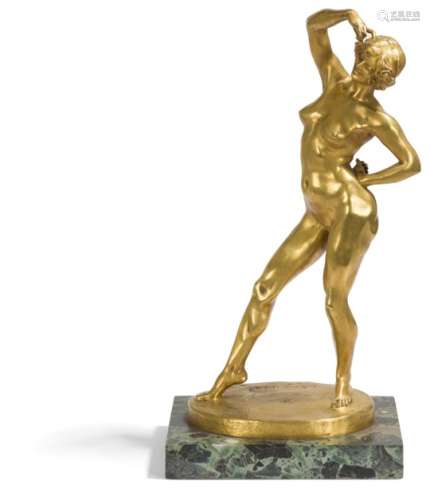 JACQUES LOYSEL (1867-1925) Nu féminin Sculpture. Épreuve en bronze doré. Fonte d'édition ancienne,