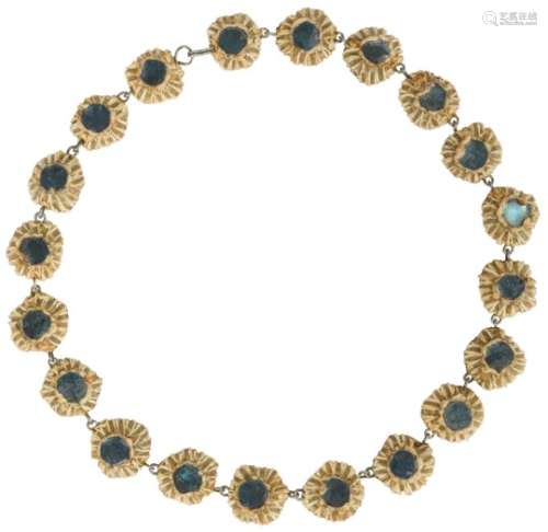LINE VAUTRIN (1913-1997) Parure composée d'un collier ras-de-cou et d'une broche trembleuse.