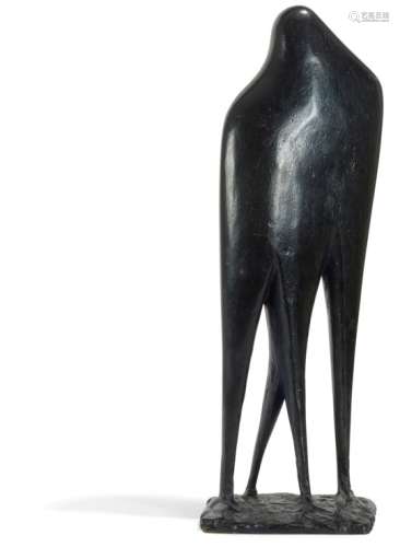 MOIRIGNOT (XXe-XXIe) Le couple Sculpture. Épreuve en bronze à patine bleu-nuit. Signée MOIRIGNOT