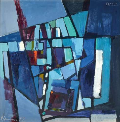 Hans Theo Baumann,1924-2016, Houses on blue rock