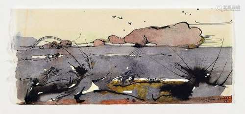 Horst Janssen, 1929 - 1995, watercolor on