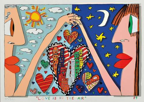 James Rizzi, 1930-2011, Love is in the Air, lithograph