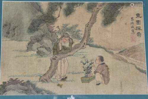 PAIR OF CHINESE INK AND COLOR FIGURE PAINTINGS