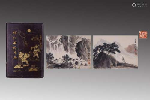 CHINESE PAINTING ALBUM OF LANDSCAPE & WATERFALL