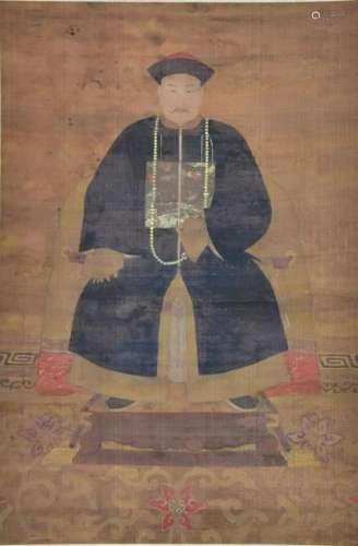 CHINESE PAINTING OF A QING DYNASTY OFFICIAL FIGURE