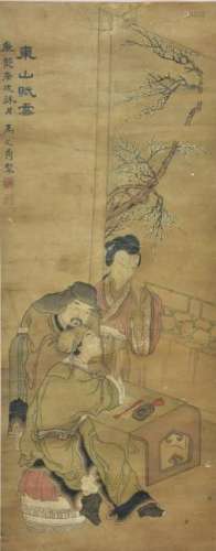 CHINESE PAINTING OF A SCHOLAR WRITING ABOUT SNOW