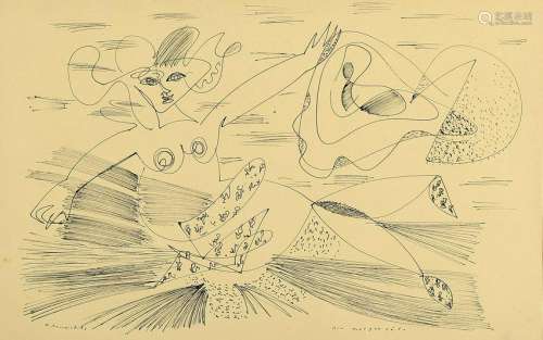 Rudi Baerwind, 1910 Mannheim - 1982, pen drawing on