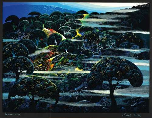 Eyvind Earle, 1916-2000, colour serigraph, signed